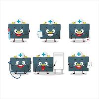 Doctor profession emoticon with briefcase cartoon character vector