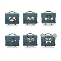 Briefcase cartoon character with various angry expressions vector