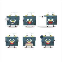 Cartoon character of briefcase with various chef emoticons vector