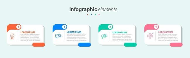 Business infographic elements template design with icons and 4 options or steps. Vector illustration.