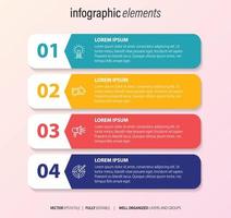 Four numbered rectangular frames placed in horizontal row. Concept of 4 stages of marketing strategy. Modern flat infographic design template. Simple vector illustration for business presentation