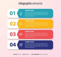 Four numbered rectangular frames placed in horizontal row. Concept of 4 stages of marketing strategy. Modern flat infographic design template. Simple vector illustration for business presentation