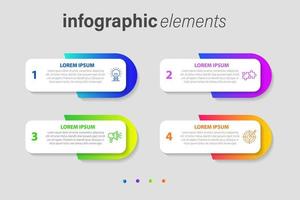 plantilla de diseño de etiquetas infográficas vectoriales con iconos y 4 opciones o pasos. se puede utilizar para diagramas de proceso, presentaciones, diseño de flujo de trabajo, banner, diagrama de flujo, gráfico de información. vector