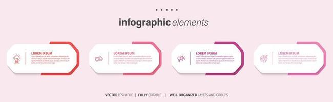 Business Infographic template design with numbers 4 options or steps. vector