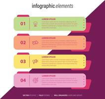 cuatro numerado rectangular marcos metido en horizontal fila. concepto de 4 4 etapas de márketing estrategia. moderno plano infografía diseño modelo. sencillo vector ilustración para negocio presentación