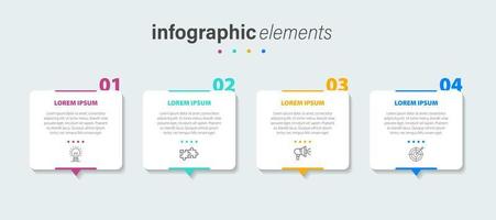 Business infographic elements template design with icons and 4 options or steps. Vector illustration.