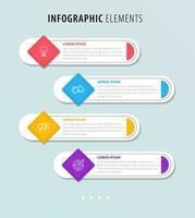 plantilla de diseño de etiquetas infográficas vectoriales con iconos y 4 opciones o pasos. se puede utilizar para diagramas de proceso, presentaciones, diseño de flujo de trabajo, banner, diagrama de flujo, gráfico de información. vector