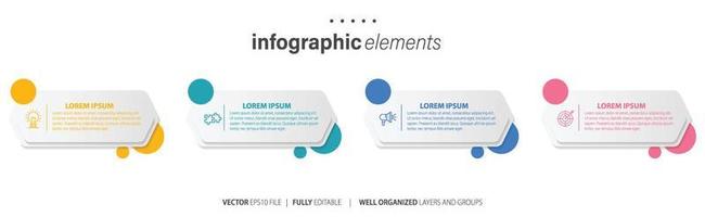 moderno infografía modelo con 4 4 pasos. negocio circulo modelo con opciones para folleto, diagrama, flujo de trabajo, línea de tiempo, web diseño. vector eps 10