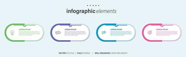 Concept of business model with 4 successive steps. Four colorful graphic elements. Timeline design for brochure, presentation. Infographic design layout vector