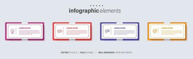 plantilla de diseño infográfico. concepto de línea de tiempo con 4 pasos. se puede utilizar para diseño de flujo de trabajo, diagrama, banner, diseño web. ilustración vectorial vector