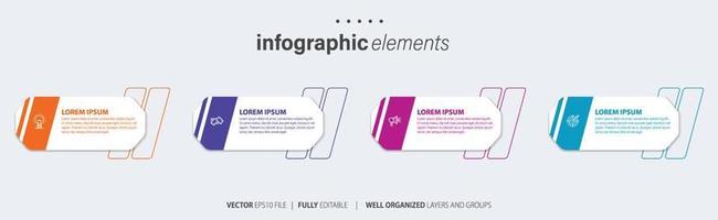 negocio infografía elemento con 4 4 opciones, pasos, número vector modelo diseño