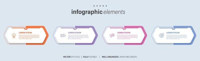 Modern infographic template with 4 steps. Business circle template with options for brochure, diagram, workflow, timeline, web design. Vector EPS 10