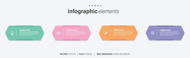 negocio infografía elemento con 4 4 opciones, pasos, número vector modelo diseño