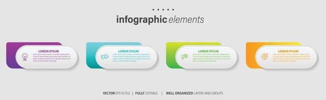 Concept of business model with 4 successive steps. Four colorful graphic elements. Timeline design for brochure, presentation. Infographic design layout vector