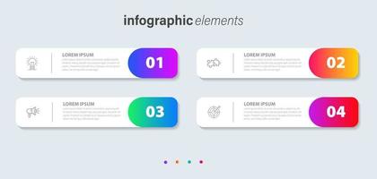 plantilla de diseño de etiquetas infográficas vectoriales con iconos y 4 opciones o pasos. se puede utilizar para diagramas de proceso, presentaciones, diseño de flujo de trabajo, banner, diagrama de flujo, gráfico de información. vector