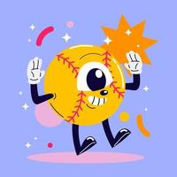 Baseball Mascot Cartoon Retro Vintage Illustration vector