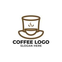 Coffee logo design with hat education. Simple and unique logo for shop business sign. Illustration of Tendy Eps10 vector