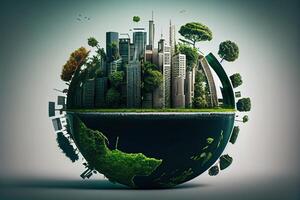 Innovative green technologies, smart systems and recycling for environmental sustainability. photo