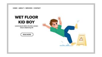 wet floor kid boy vector