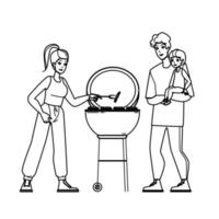 familia barbacoa vector