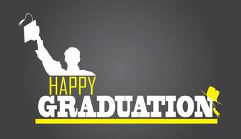 Happy Graduation Text combination color of yellow and white with black background vector