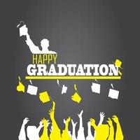 Happy Graduation Text combination color of yellow and white with black background vector