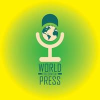 mundo prensa libertad día logo diseño con degradado verde y amarillo combinación vector