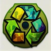 ilustración de verde flechas reciclar eco símbolo. ciclo reciclado icono. reciclado materiales símbolo. eco concepto con reciclaje símbolo. generativo ai. foto