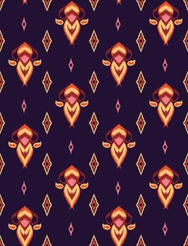 Abstract ethnic fabric pattern retro background with flow. seamless pattern ikat. vector