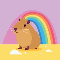 lgbt pride day and month capybara with rainbow vector