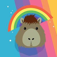 lgbt pride day and month capybara with rainbow vector