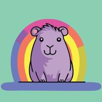 lgbt pride day and month capybara with rainbow vector