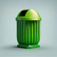 Trash recycle. Bin container for disposal garbage waste and save environment. Green dustbin for recycle glass can trash. photo