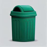 Trash recycle. Bin container for disposal garbage waste and save environment. Green dustbin for recycle glass can trash. photo