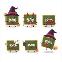 Halloween expression emoticons with cartoon character of chalk board vector