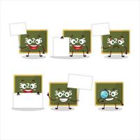 Chalk board cartoon character bring information board vector