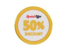 50 por ciento descuento especial oferta icono 3d representación vector ilustración