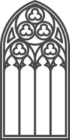 Church medieval window. Old gothic style architecture element. Outline illustration png