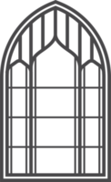 Church medieval window. Old gothic style architecture element. Outline illustration png