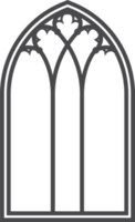 Church medieval window. Old gothic style architecture element. Outline illustration png