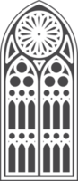 Church medieval window. Old gothic style architecture element. Outline illustration png