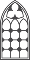 kyrka medeltida fönster. gammal gotik stil arkitektur element. översikt illustration png