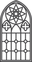 Church medieval window. Old gothic style architecture element. Outline illustration png