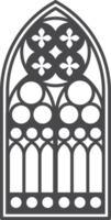 Church medieval window. Old gothic style architecture element. Outline illustration png