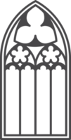 Church medieval window. Old gothic style architecture element. Outline illustration png