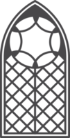 Church medieval window. Old gothic style architecture element. Outline illustration png