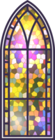 Gothic window. Vintage stained glass church frame. Element of traditional European architecture png