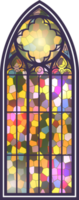 Gothic window. Vintage stained glass church frame. Element of traditional European architecture png