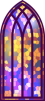 Gothic window. Vintage stained glass church frame. Element of traditional European architecture png