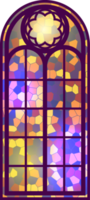 Gothic window. Vintage stained glass church frame. Element of traditional European architecture png